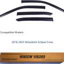 Window Visors Rain Guards fits 2018-2026 Mitsubishi Eclipse Cross, Window Wind Deflectors Vent Shades Accessories, Out-Channel, Dark Smoke 4 Pcs, 2019 2020 2021 2022 2023 2024 2025