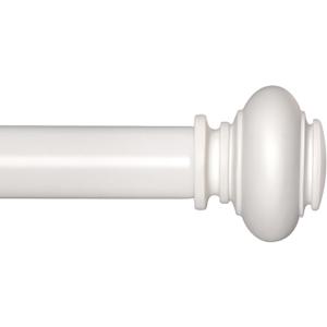 SIMEWIN White Curtain Rods for Windows 48 to 84 Inches Adjustable Decorative 1 Inch Diameter Single Window Curtain Rod Set with Classic Finials, White Finishing (28"-88")
