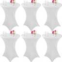 6 Pack Cocktail Spandex Tablecloth 32"x43" White Stretch Square Corners Cocktail Table Cover Fitted High Top Round Table for Bar Wedding Birthday Party Banquet