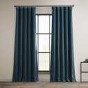 HPD Half Price Drapes - Faux Linen Curtains for Living Room (1 Panel) - 50W X 108L - Textured Room Darkening Curtains for Bedroom 108 Inches Long - Drapes for Home Decor, Story Blue