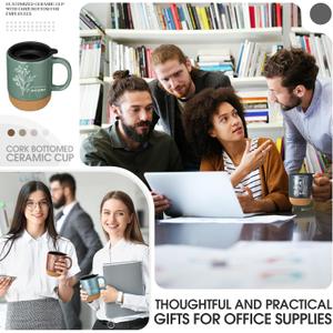 3 Pcs Appreciation Gifts for Employee Bulk Thank You Mug 13.5 oz Ceramic Coffee Mug with Lid Cork Bottom Thank You Gifts for Women Secretaries Coworker Volunteer Teacher Team(Appreciation)