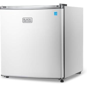 BLACK+DECKER 1.7 Cu. Ft. Compact Refrigerator, ENERGY STAR Certified, Single Door Mini Fridge with Chiller Compartment, Personal Fridge for Home or Dorm Room, R600a Refrigerant, BCRK17W, White