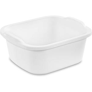 Tribello Plastic Wash Tub Dishpan Basin and Foot Bath for Soaking Feet, Laundry Hand Wash Bucket, Dish Pans for Washing and Storage Cleaning Supplies - 12 Quarts - Heavy Duty - Made in USA (White)