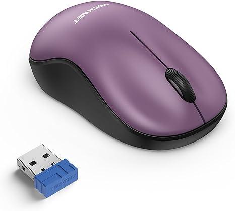 TECKNET Wireless Mouse for Laptop, 2.4G Silent Computer Mouse Quiet Click with 5 DPI Levels,Contoured Grip,Small Portable 30 Months Battery Cordless Mice for PC, Chromebook, Mac-Purple