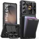 SSLOTSCASE for Samsung Galaxy S26+ Plus Case with Card Holder & Kickstand & Slide Camera Lens Cover & Camera Stand & Wallet, Military-Grade Drop Protection Phone Case Cover for S26+ Plus 2026, Black