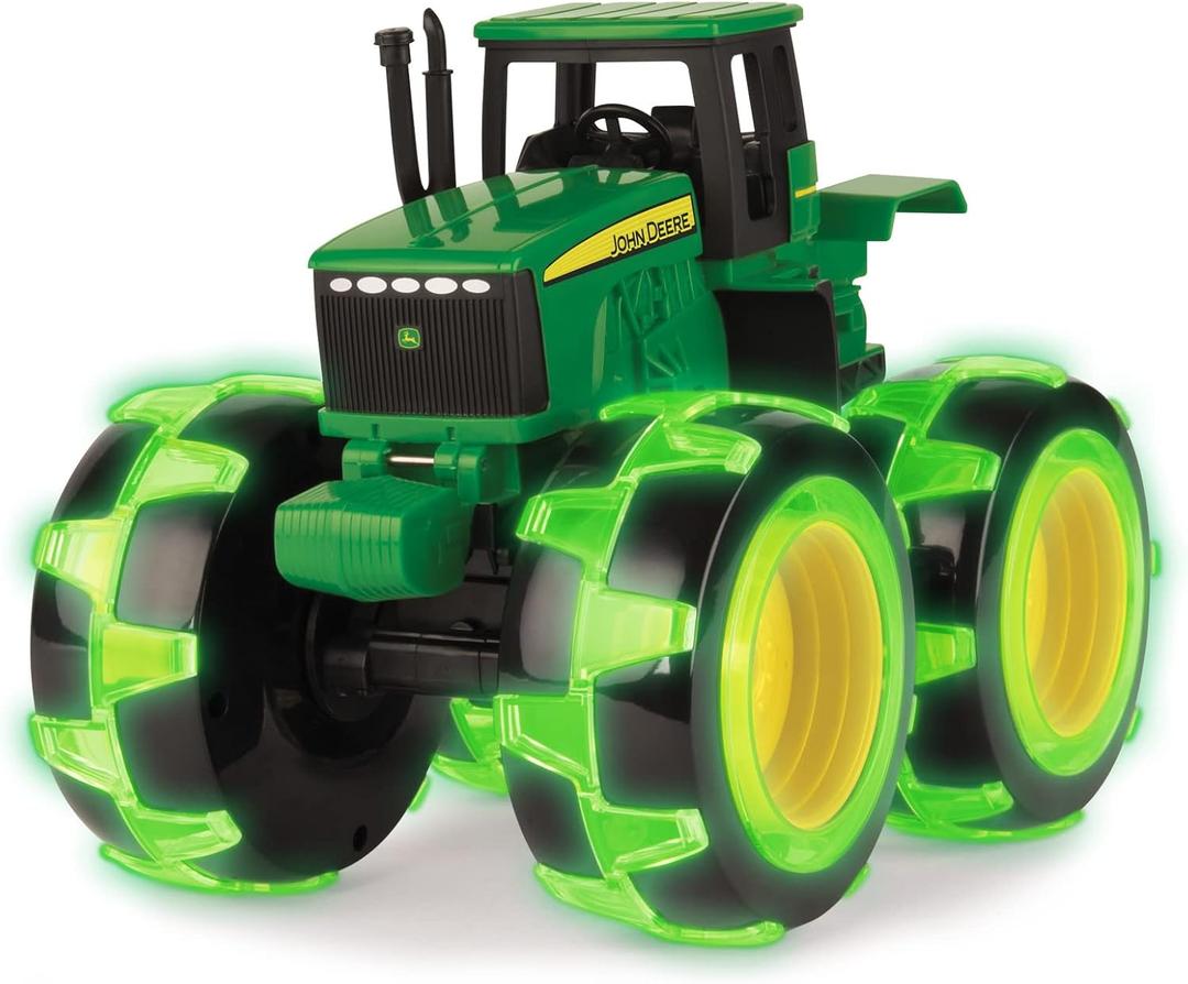 TOMY Monster Treads Lightning Wheels - John Deere Tractor - Motion Activated Light Up Monster Truck Toy - John Deere Tractor Toys - Frustration Free - Ages 3 Years and Up