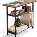 SLEEPING LAMB Side Table for Living Room, 3-Tier End Table for Small Space with Wide Storage Tabletop, Rustic Brown Narrow Nightstand for Bedroom, Sofa Couch