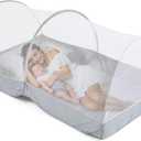 Pop Up Mosquito Net for Bed - Portable Mosquito Tent with Dense Mesh - Bed Tent with Easy Fold Durable Mesh for Camping, Travel, Bunk Beds and Home Protection (White Gery)