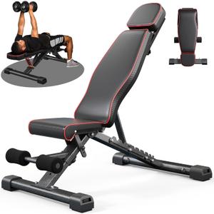 YOLEO 880LB Adjustable Weight Bench for Bench Press, MAX Foldable Weight Bench with Bench Press Stand/Extended Head for Home Gym/Full Body Workout 90 Degree Workout Bench User 6'56''(Max Version) (Extra Large-Black)