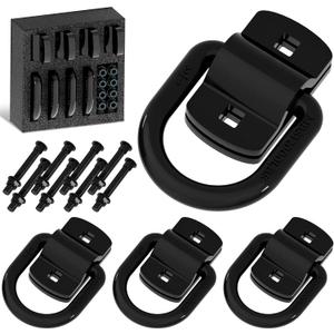 1/2" D Ring Tie Down Anchors Heavy Duty Bolt-On Forged D Ring, 12000Lbs Break Strength Tie Down Anchors Hooks for Trailers, Vans, Trucks, Rvs and Cargo Tie Downs with Screws & Bolts (4PCS)