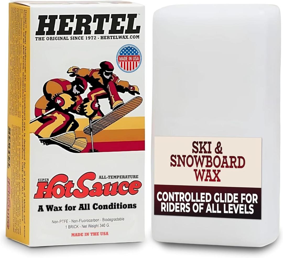 Hertel Super HotSauce All Temperature Ski and Snowboard Wax - Easy to Apply, Rub On or Iron On Hot Wax for Snowboards and Skis - Last up to three times longer (340 g)