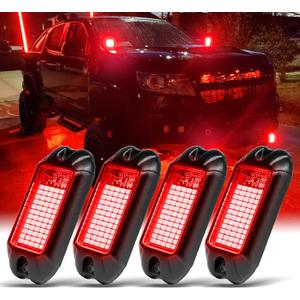 Nicoko 4Pods Pure Red LED Rock Lights 72 pcs LEDs high Power Rock Lights Neon Underglow Light for Car Trucks ATV UTV SUV Boat Underbody Glow Trail Rig Lights IP68 Waterproof