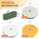 8 Pack 6 Inch Polishing Wheel for Bench Grinder, Include 1/2" Arbor Hole 2 Yellow Cotton(42Ply), 2 White Cotton Polish Wheels(50Ply), 1 Soft Flannel Buffing Wheel(30Ply)& 3 Polishing Compound