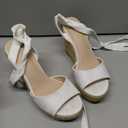 Womens Platform Espadrille Wedges Open Toe High Heel Sandals with Ankle Strap Buckle Up Shoes (7.5, White)