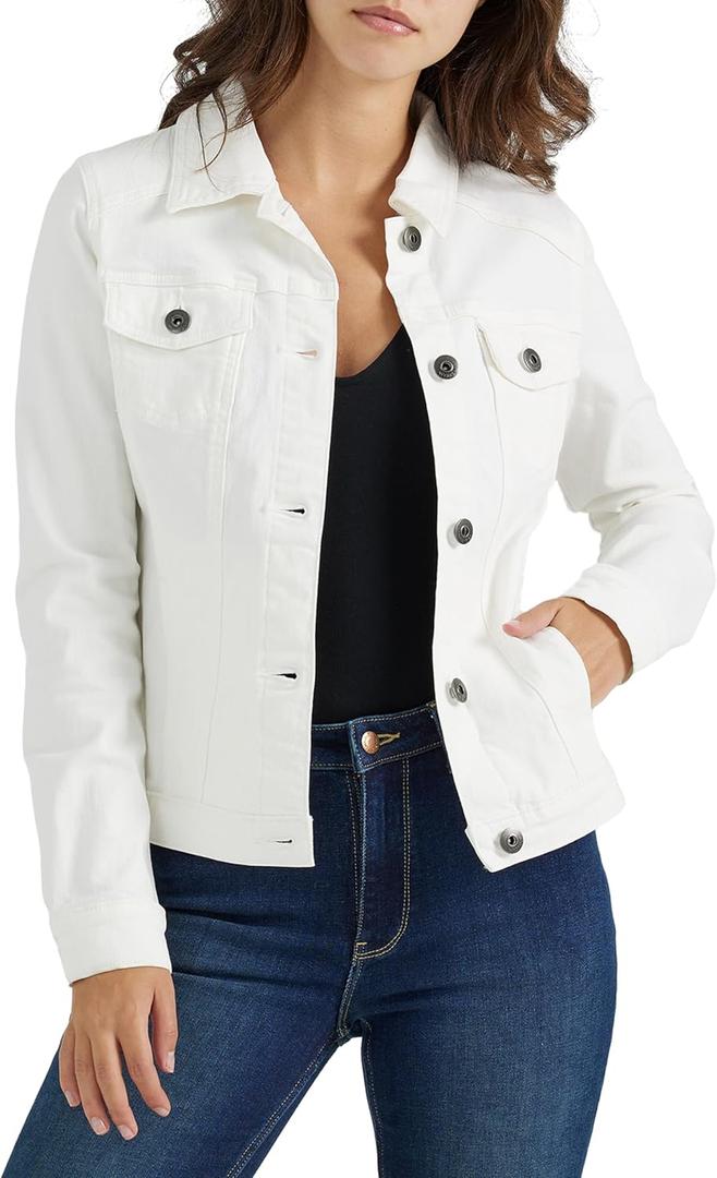 Wrangler Authentics Women's Stretch Denim Jacket (X-Large, Off-white)
