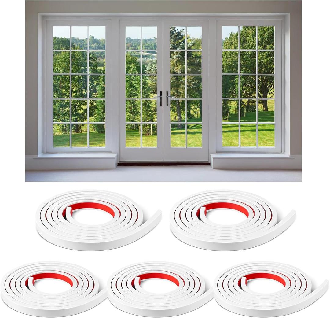 5 Rolls Total 32.8ft Window Grille Inserts Grid Kit Self Adhesive Peel and Stick Trim Simulated DIY Window Decorative PVC Strip Molding Trim Frames (White)