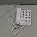 Big Button Phone for Elderly, JeKaVis J-P02 Amplified Phones for Hearing Impaired Aid Home Corded Phone for Seniors Landline Telephone for Low Vision Assist Telephone White