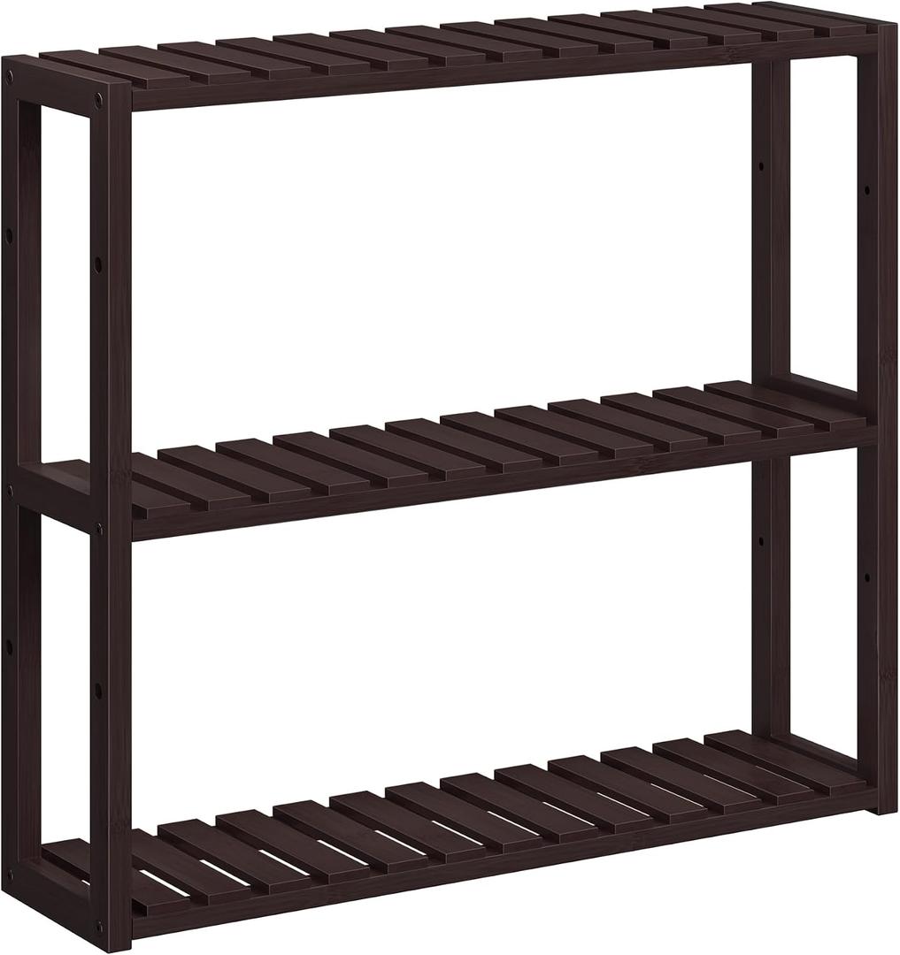 SONGMICS Bamboo Bathroom Shelf, 3-Tier Adjustable Plants Rack
Wall-Mounted or Stand, Living Room, Balcony, Kitchen, 23.6 x 5.9 x 21.3 Inches, Rustic Walnut, BAMBOU Collection UBCB013K01V1
