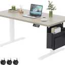 Coffee Table, Height Adjustable Electric Coffee Table with Storage Bag Lift Tabletop Dining Table Office Table with Lockable Wheels for Living Room (Grey Oak Look, 40 x 24 Inches)