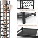 LANTEFUL Tall Narrow Shoe Rack for Entryway, 10-Tier Sturdy Metal Shoe Shelf Storage 10-15 Pairs of Shoes and Boots, Space Saving Corner Shoe Rack Organizer for Closet,Doorway,Garage,Living Room