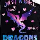 Just A Girl Who Loves Dragons Blanket Flannel Fleece Throw Blanket Microfiber Lightweight Soft Cozy for Couch Sofa Bed All Season Personalized Gift to Girls Women 60"x50" for Teens