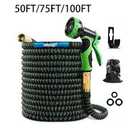 50 ft Expandable Garden Hose, Lightweight Expanding Water Hose with 10 Function Nozzle, 3/4" Solid Brass Fittings, 5-Layer Latex Core, No-Kink Flexible Retractable Hose for Patio, RV, Car Washing