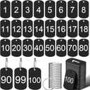 100 Pcs Aluminum Number Tags with Key Rings Number 1-100 Metal Key Tags for Identification Hotel Dormitory House Lockers(Black,Rectangular)
