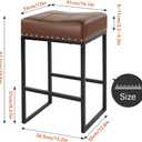 KKTONER Bar Stools Set of 2 Counter Height Stools 24-Inch Saddle Seat PU Leather Kitchen Stools with Footrest Dining Room Kitchen Island stools (Brown)