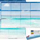 32" x 48" 2026 Wall Calendar Dry Erase - Large Rolled Beach Wall Calendar Wet & Dry Erasable Laminated 12 Month Annual Yearly Planner, Reversible, Horizontal/Vertical, Blue