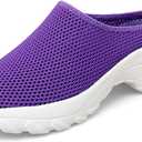 Women's Knitting Platform Orthopedic Clogs Mules Slip On Lightweight Breathable Arch Support Wedge Backless Sneakers Summer Outdoor Non-Slip Slipper Walking Shoes for Daily Work (4.5, Purple)