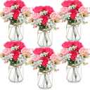 Zeyune 6 Sets Mason Jar Centerpiece Table Decorations, Artificial Peony Baby's Breath Flower Bouquets, Faux Flowers with Vase, Rustic Decor Gifts for Home, Wedding, Holiday (Pink Mix)