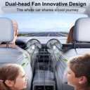 Long Arm Dual Head Car Cooling Fans for Back Seat for Kids, Usb 5V/ 12V /24V Car Backseat Headrest Fan for Baby Rear Facing, Car Seat Cooler That Blow Cold Air for Vehicles Sedan Suv Without Ac