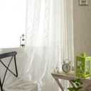 VOGOL Semi-Sheer Elegant Embroidered Solid White Rod Pocket Window Sheer Curtains/Drape/Panels/Treatment 54 x 84,Two Panels