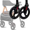 2PC 8" Front Wheel with Front Fork Drive, Rollator Walker Replacement Wheel, Rollator Front Caster and Drive Fork Assembly, Fits Oval Flat Tube Construction (1Pr)