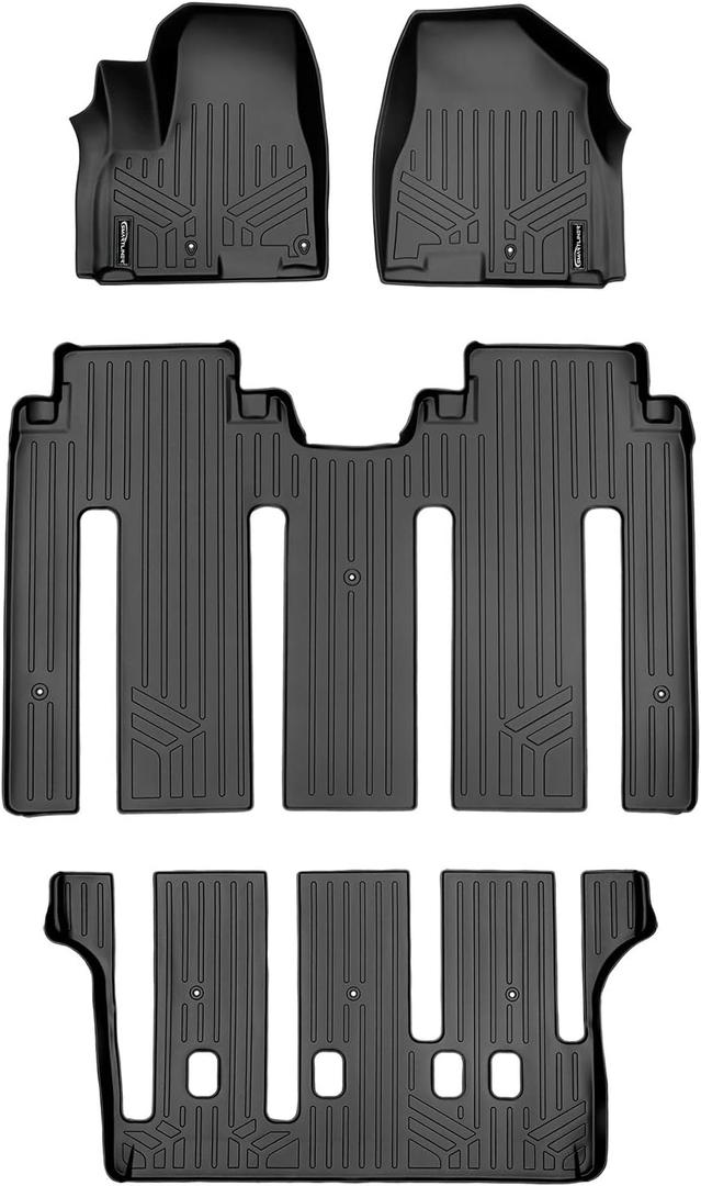 SMARTLINER Custom Fit Floor Mats 3 Row Liner Set for 2015-2021 Kia Sedona