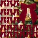30 Pcs Velvet Ribbon Bows 5" x 4" Pre Tied Christmas Velvet Bows with Twist Tie for Gift Packaging Christmas Tree Wreaths Door Windows Wedding Party Decoration(Burgundy)