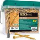 Deck Plus 2-1/2 Inch Epoxy Coated Exterior Wood and Fence Screws #10 x 2-1/2" Torx/Star Drive Included Coarse Thread, Outdoor Rust Resistant Decking Screw, Tan, 25lb Box, 1825 Pieces | 48417