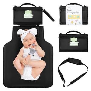 Portable Changing Pad, Waterproof Baby Diaper Mat, Foldable Travel Changing Pad With Wipes Pocket for Baby Shower