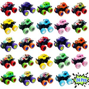 24 Pack Mini Monster Trucks Toys for Boys Girls Aged 3 and Above, Pull Back Truck Push and Go Friction Powered Car Toys Monster Truck Party Favors Birthday Decorations Classroom Prizes for Kids