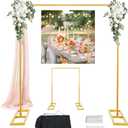 Square Balloon Arch Stand, 8.2FT Wedding Arch, Metal Gold Heavy Duty Backdrop Adjustable Stand, Extra 2 Clamps Change Over The Table Rod Stand for Baby Shower Party Decoration, Garden Trellis Frame