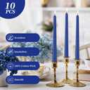 KONNI 0.87×10 Inch Blue Taper Candles, Unscented and Smokeless Tall Candlesticks, 10 Pack Tapered Candles with Cotton Wicks, Long Burning, Ideal for Weddings, Dinner Parties, and Home Décor