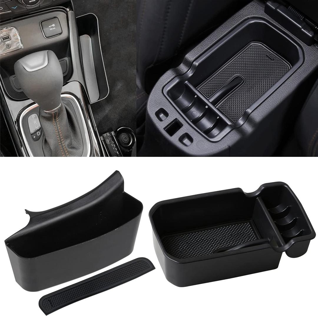Car Center Console Tray Gear Shift Storage Box for 2017 2018 2019 2020 2021 Jeep Compass Interior Organizer (Pack of 2)