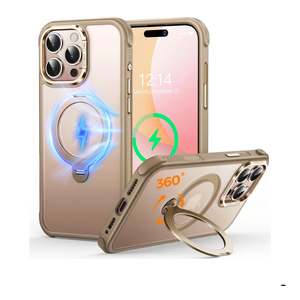 Cutelfon O3 MagStand Designed for iPhone 16 Pro Max Case with 360° Spin Stand, [Compatible with MagSafe][Super Skin Feeling] Translucent Matte Magnetic Slim Phone Case 6.9 inch, Desert Gold