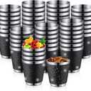 50 Pcs 1 oz Stainless Steel Shot Glasses Bling Glitter Metal Shot Glasses Bachelorette Wedding Party Supplies for Espresso Whiskey Bar(Black)