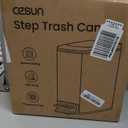 Cesun Small Bathroom Trash Can with Lid Soft Close, Step Pedal, 6 Liter / 1.6 Gallon Stainless Steel Garbage Can with Removable Inner Bucket, Anti-Fingerprint Finish (Creamy White)