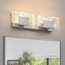 LED Bathroom Vanity Light: 16 Inch Brushed Nickel Acrylic Modern Lighting Fixtures - 2-Lights Contemporary Smoke Design Wall Lights Fixture Over Mirror 3000K