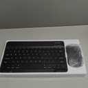 Rechargeable Bluetooth Keyboard and Mouse Combo, Universal Ultra-Slim Wireless Keyboard Mouse Set for Android Windows iPad iPhone Samsung Tablet Portable Compact Keyboard Set (Black)