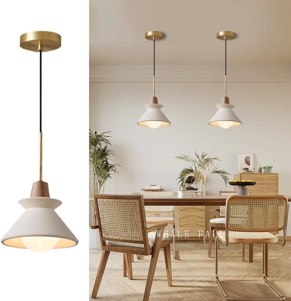 7.7'' Concrete Pendant Lights Kitchen Island Hanging Lights Unique Pinecone Lampshade Industrial Chandelier Nordic Cement Pendant Light for Dining Room,Bedside,Kitchen,Hallway,1Pcs,White (7.7 in)