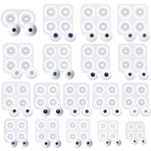 WANDIC Doll Eyes Molds, 18 Pieces Different Size of Eyeball Dome Silicone Molds Eyeball Casting Mold Pupil Eye Clear Silicone Mold for DIY Craft