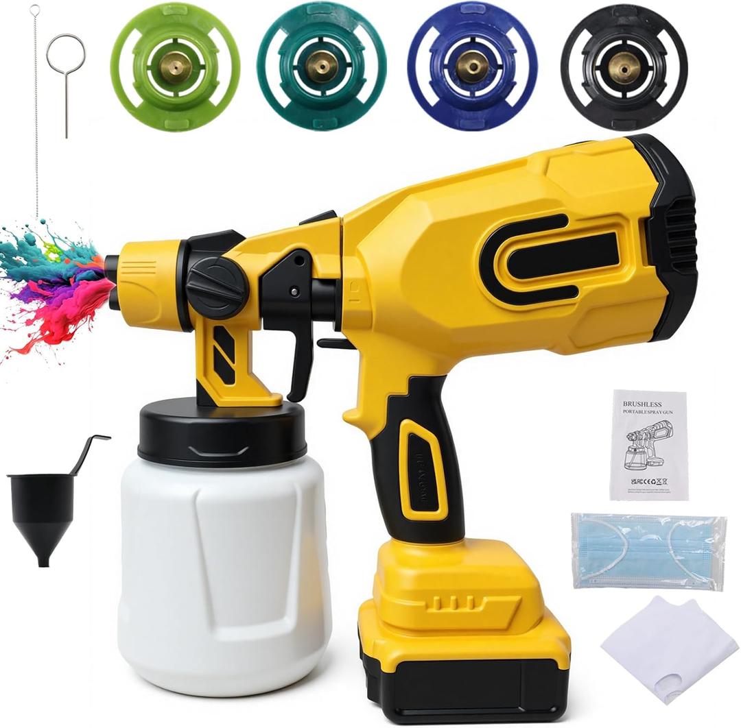 Cordless Paint Sprayer for DeWalt 20V MAX Battery Electric Spray Paint Gun with High Capacity Container- Easy to Clean for House Painting, Furniture, Walls, Fence (Battery Not Included)